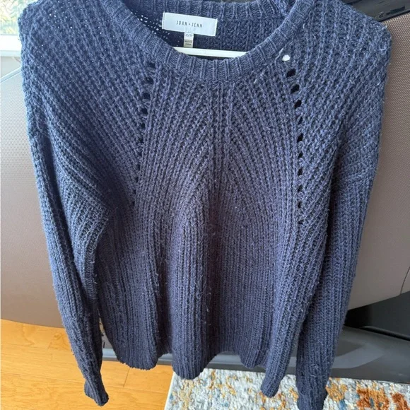 John + Jenn Midnight Blue Crew Neck Sweater - Picture 1 of 4